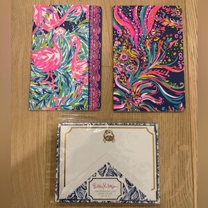 Lilly Pulitzer Pink and Blue Stationery Set - Correspondence Cards and Two Noteb